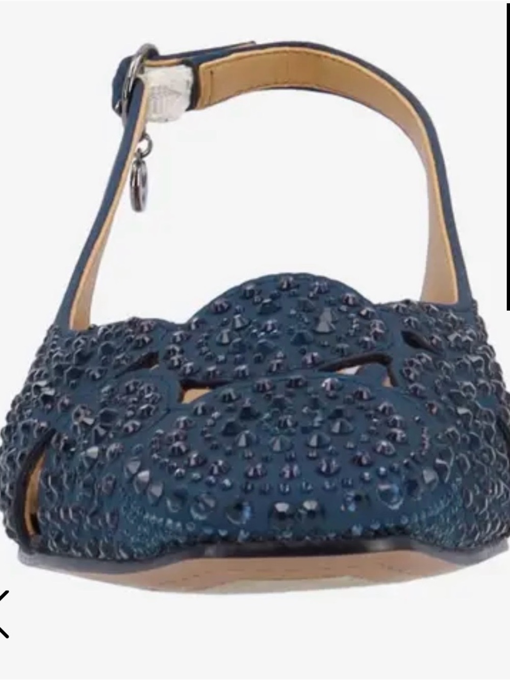 J.Reneé Nicolette Navy Satin Rhinestone Slingback Mules